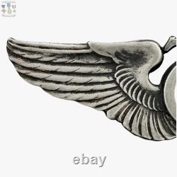 Scarce Wwii Army Air Corps Technical Observer Wings Badge 3-1/8 Size Sterling