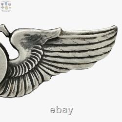 Scarce Wwii Army Air Corps Technical Observer Wings Badge 3-1/8 Size Sterling
