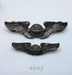 Sterling Silver 925 WWII US Army Air Force Navigator Wings Set 2 and 3 Inch