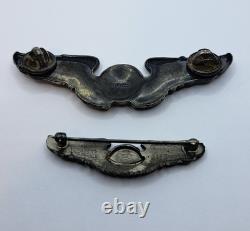 Sterling Silver 925 WWII US Army Air Force Navigator Wings Set 2 and 3 Inch