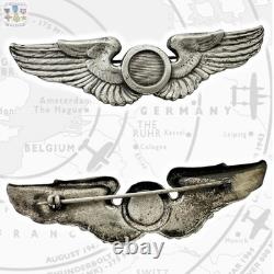 Sterling Wwii Army Air Corps Observer Wings Badge 3-1/8 Size Meyer N. Y. #428