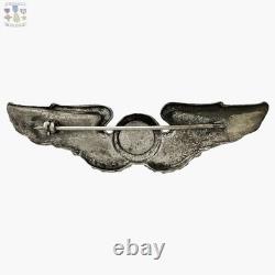 Sterling Wwii Army Air Corps Observer Wings Badge 3-1/8 Size Meyer N. Y. #428