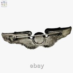 Sterling Wwii Army Air Corps Observer Wings Badge 3-1/8 Size Meyer N. Y. #428