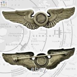 Sterling Wwii Army Air Corps Observer Wings Badge 3-3/16 Size Meyer N. Y. #399