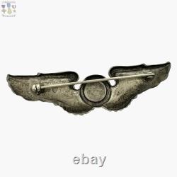 Sterling Wwii Army Air Corps Observer Wings Badge 3-3/16 Size Meyer N. Y. #399