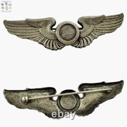 Sterling Wwii Army Air Corps Observer Wings Badge 3-3/16 Size Meyer N. Y. #399