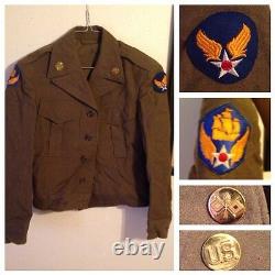 US 6th Army Air Force M1943 Ike Jacket Tunic WWII With Patches Pins AAF AAC 34 R