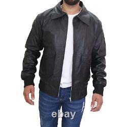 US A2 Air Force Flight Bomber Patriotic Genuine Sheepskin Men's Leather Jacket