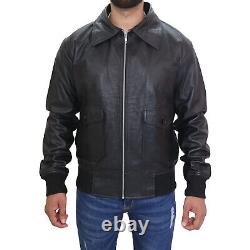 US A2 Air Force Flight Bomber Patriotic Genuine Sheepskin Men's Leather Jacket