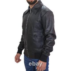 US A2 Air Force Flight Bomber Patriotic Genuine Sheepskin Men's Leather Jacket