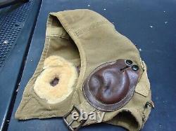 US ARMY AIR Corps WWII A-9 Flight helmet used Air Time