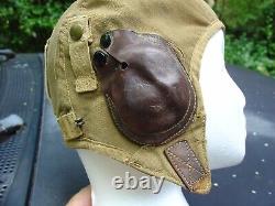 US ARMY AIR Corps WWII A-9 Flight helmet used Air Time