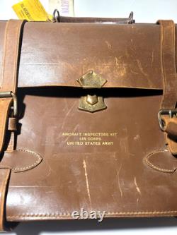 US Army Air Corps Aircraft Inspectors Kit Leather WWII-Cold War Era Presto Lock