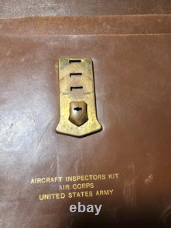 US Army Air Corps Aircraft Inspectors Kit Leather WWII-Cold War Era Presto Lock