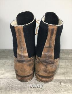 US Army Air Corps World War II Black Wool Felt Arctic Boots Size 10 WWII WW2