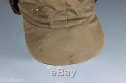 US WW2 Army Air Corps Air Crew or Mechanic's Hat Cap Leather & Fur Nice Unknown