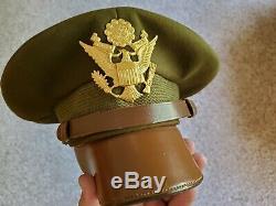 US WWII Army Air Corps Officer's Crusher Cap, OD Wool, Approx. Size 7-3/8