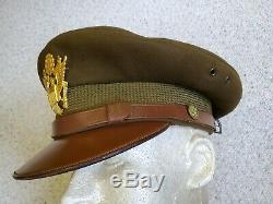 US WWII Army Air Corps Officer's Crusher Cap, OD Wool, Approx. Size 7-3/8