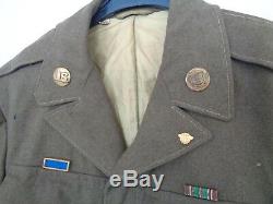 US WWII Uniformjacke M-1944 m. Abzeichen original vernäht Corporal Army/Airforce