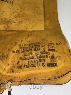 U. S. ARMY AIR FORCE WW2 VEST LIFE PRESERVER TYPE B-4 MAR 1, 1943 Date Of MFR