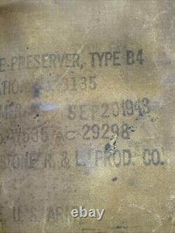 Us Army Air Force Ww2 Vest Life Preserver Type B-4 September 20 1943 Firestone C