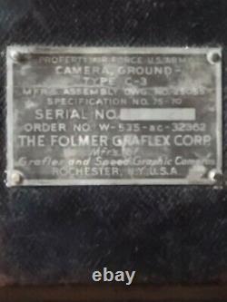 Us Army Air Forces Graflex C-3 Speed Graphic Camera Wwii