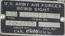VERY NICE RARE WWII US Army Air Forces Type M9B Bombsight Carl L. Norden M-9B