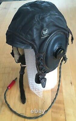 VERY NICE WW2 AAF Army Air Force A-11 Leather Flight Helmet with ANB-H-1 Receivers