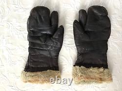 VINTAGE Leather Fleece Flying Mittens U. S. ARMY AIR FORCE LARGE WWII WW2 USAF