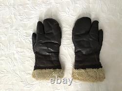 VINTAGE Leather Fleece Flying Mittens U. S. ARMY AIR FORCE LARGE WWII WW2 USAF