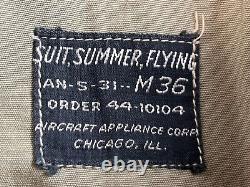 VINTAGE WWII ARMY AIR FORCES NOVELTY FLIGHT SUIT SUMMER Flying AN-S-31 36 FLAWS