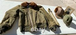 VTG U. S. Army Air Forces B-15A Original Flight Jacket 2 Hats Mittens Belt Photo