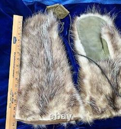 VTG WW2 US Army Air Corps ARTIC CIRCLE Fur Mittens-Uniform Military Issued