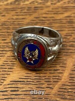 VTG WWII Army Air Forces Military Sterling Silver Pilot Ring 10