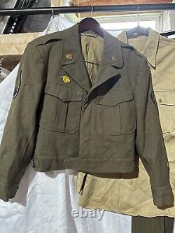 VTG WWII US Army Ike Jacket Uniform Shirt Cap and Pants 12th Air Force