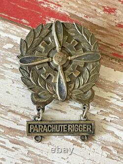 Very Rare WWII US Army Air Force PARACHUTE RIGGER Technician Badge STERLING