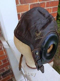 Vint. WWII US Army Air Force A-11 Leather Flight Helmet 3189 Size Medium