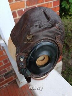 Vint. WWII US Army Air Force A-11 Leather Flight Helmet 3189 Size Medium