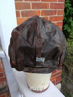 Vint. WWII US Army Air Force A-11 Leather Flight Helmet 3189 Size Medium