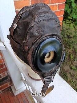 Vint. WWII US Army Air Force A-11 Leather Flight Helmet 3189 Size Medium