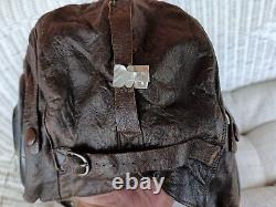 Vint. WWII US Army Air Force A-11 Leather Flight Helmet 3189 Size Medium