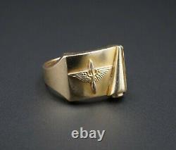Vintage 10k Yellow Gold WWII Army Air Corps Ring Size 10 Propeller Wings RG2426