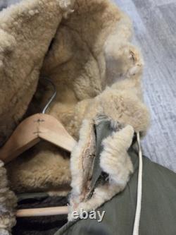 Vintage 1940's WWII US Army Air Force Type B-11 Parka Fur Jacket Coat Men's 36