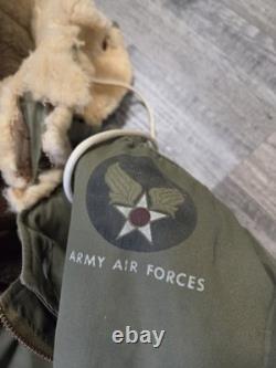 Vintage 1940's WWII US Army Air Force Type B-11 Parka Fur Jacket Coat Men's 36