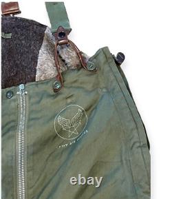 Vintage 1940s U. S. Army Air Force Type A-11 Flight Pants Fur Lined Overalls WWII