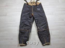 Vintage 1940s WWII Bomber Crew B-1 USAAF Flight Pants Trousers Leather Sheepskin
