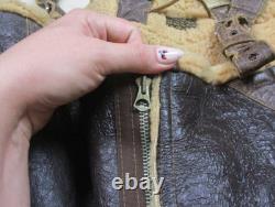 Vintage 1940s WWII Bomber Crew B-1 USAAF Flight Pants Trousers Leather Sheepskin