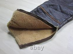 Vintage 1940s WWII Bomber Crew B-1 USAAF Flight Pants Trousers Leather Sheepskin