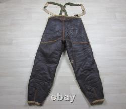 Vintage 1940s WWII Bomber Crew B-1 USAAF Flight Pants Trousers Leather Sheepskin
