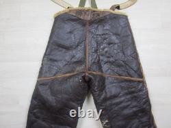 Vintage 1940s WWII Bomber Crew B-1 USAAF Flight Pants Trousers Leather Sheepskin